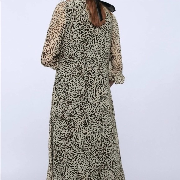NEW Zara leopard print long sleeve maxi dress - Picture 7 of 9